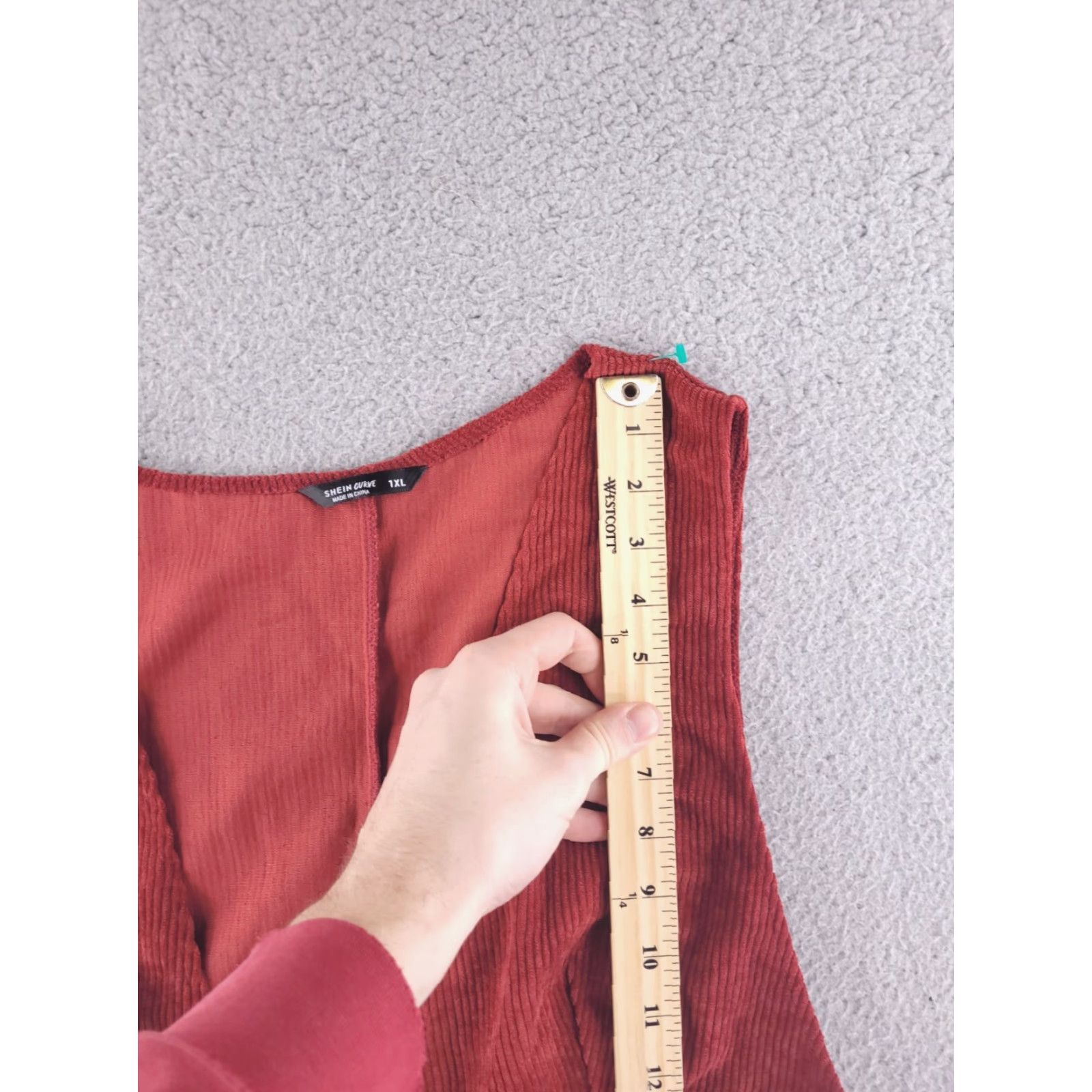Shein Shein Curve Dress Womens 1X Red Corduroy Knee Length A-Line Dress - Knee Length - Red - 1X - Women Size XL / US 12-14 / IT 48-50 - 7 Thumbnail