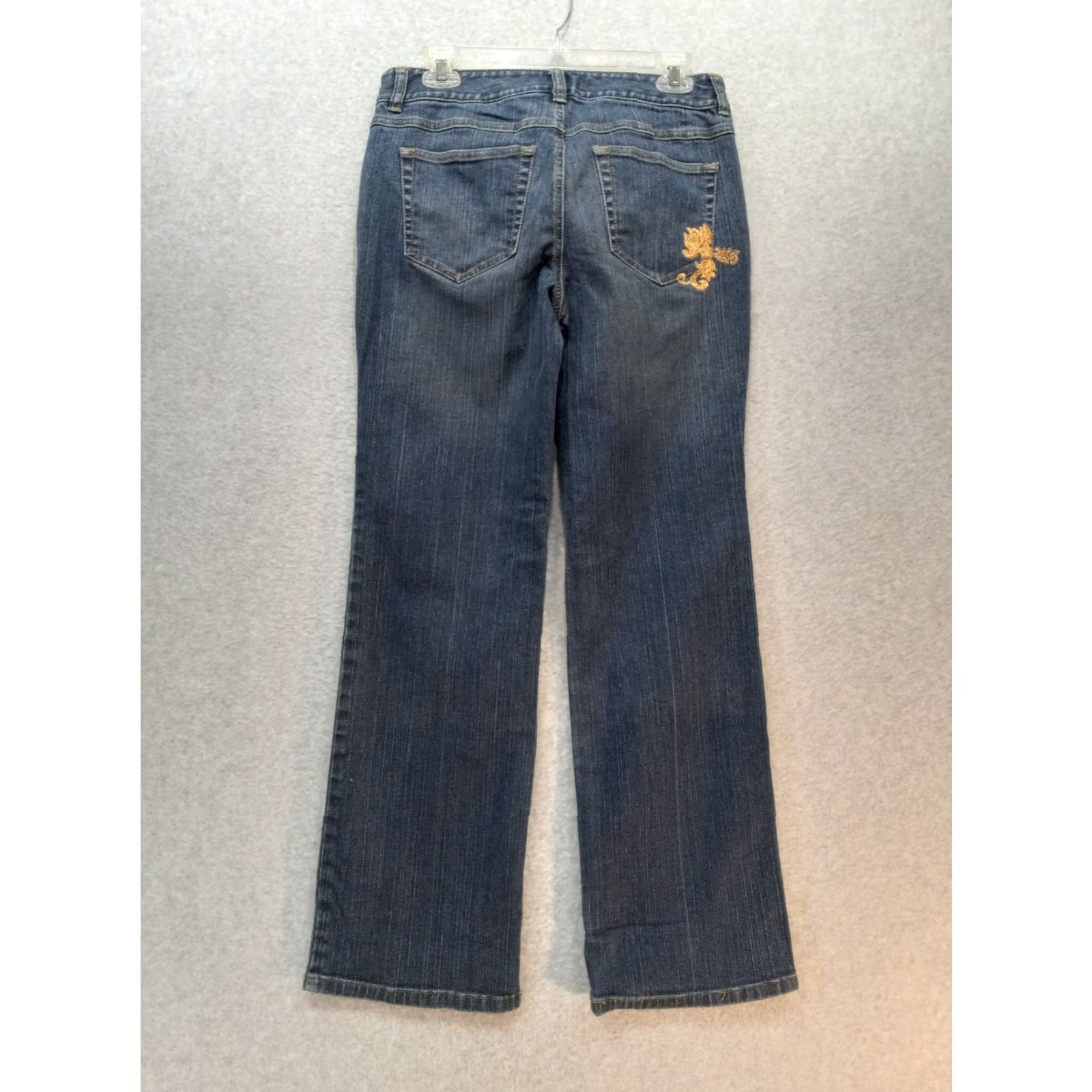 Ann Taylor Ann Taylor LOFT Jeans Women's 6 Bootcut Low Rise Floral Embroidered Dark Wash Jeans Size 28" / US 6 / IT 42 - 2 Thumbnail
