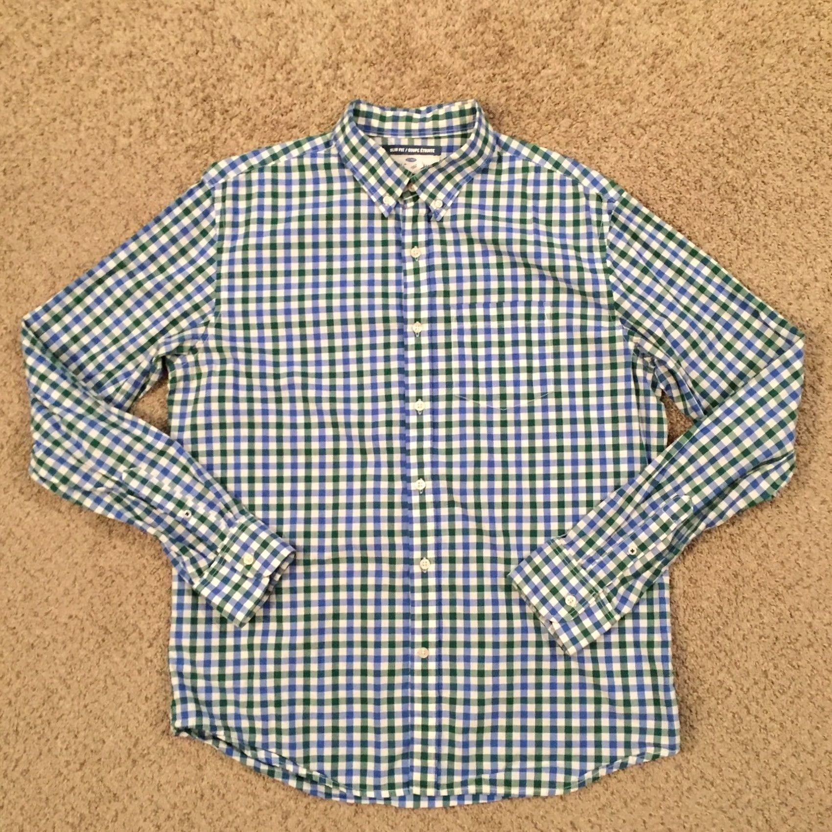 Old Navy Old Navy Shirt Men’s Large Slim Blue Green Check Long Sleeve Button Up Size US L / EU 52-54 / 3 - 2 Thumbnail