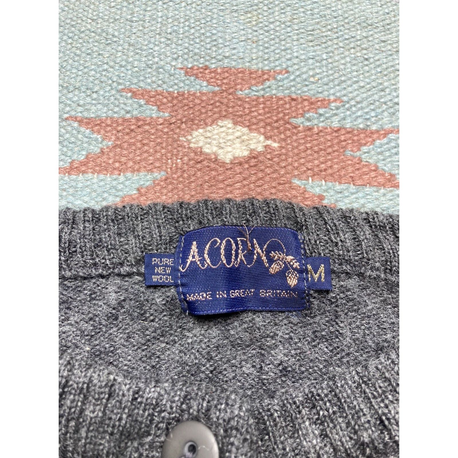 Vintage VINTAGE Acorn Cardigan Sweater Floral Wool Medium Gray Womens M Distressed Flower Pattern Size M / US 6-8 / IT 42-44 - 6 Thumbnail