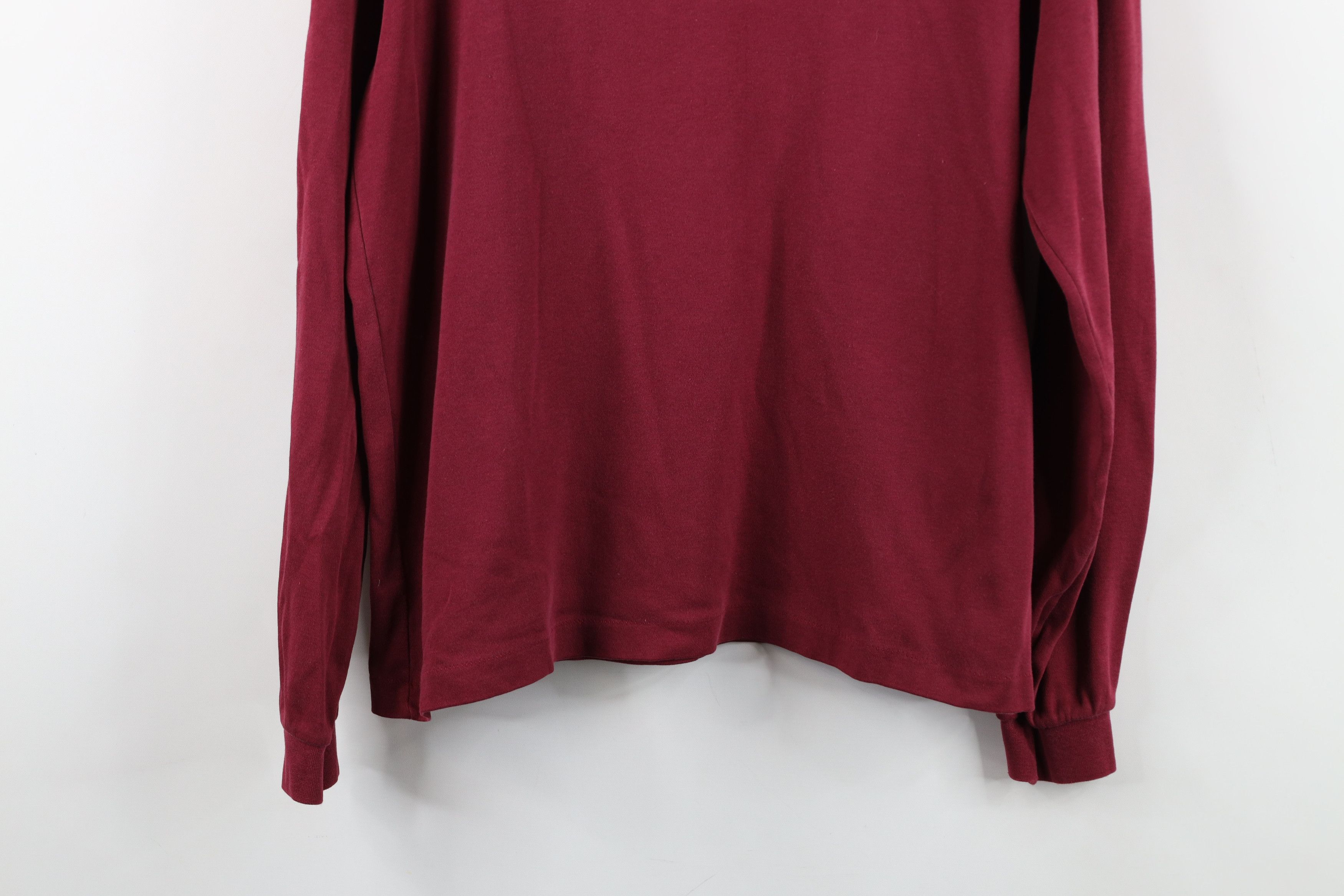 L.L. Bean Vintage 90s LL Bean Blank Turtleneck T-Shirt Maroon USA Size L / US 10 / IT 46 - 14 Thumbnail