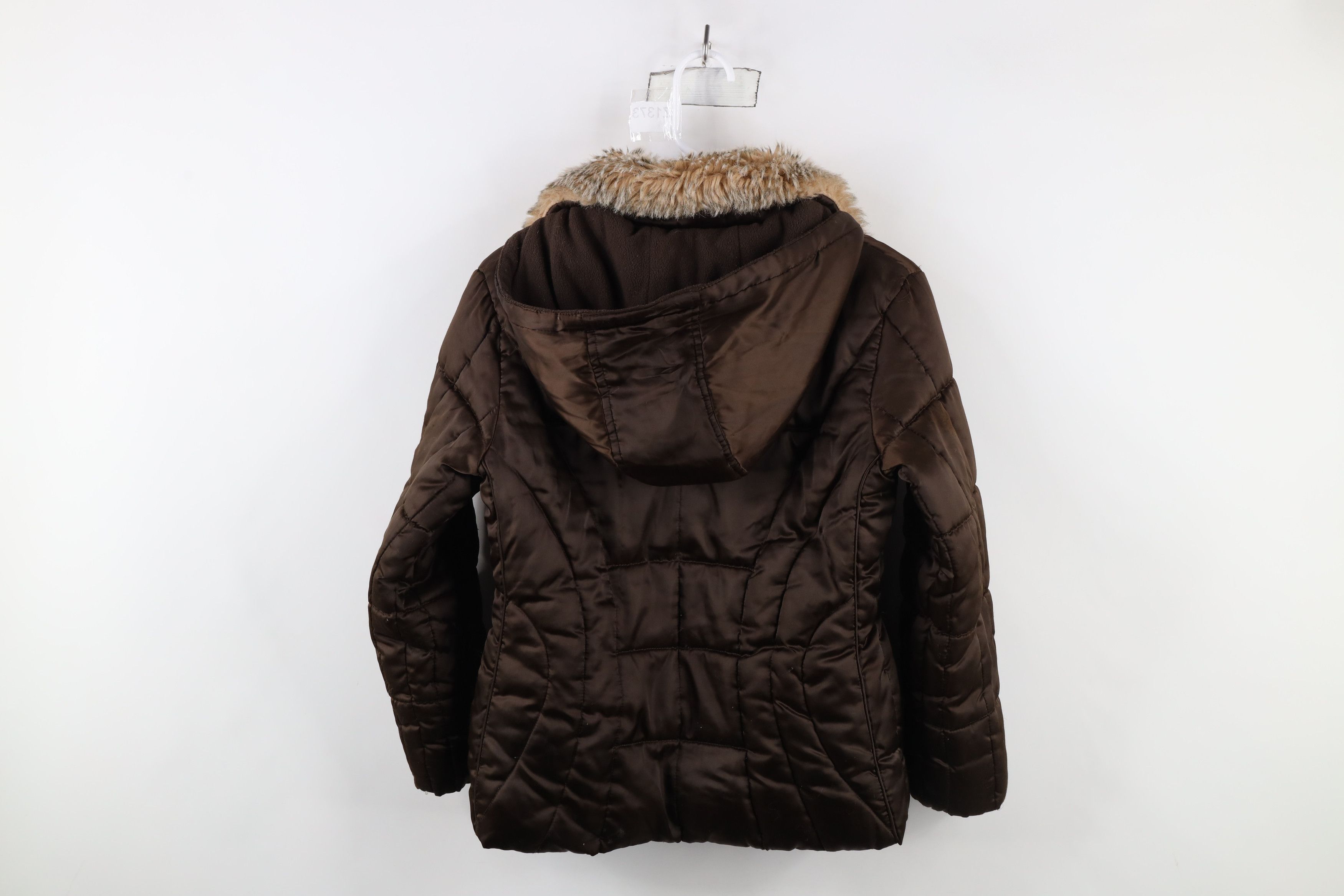 Vintage Vintage 90s Y2K Babydoll Faux Fur Trim Puffer Jacket Brown Size M / US 6-8 / IT 42-44 - 14 Thumbnail