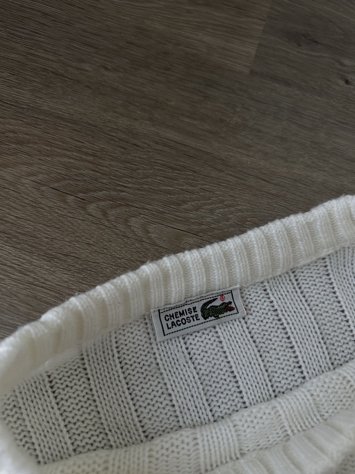 Lacoste Vintage Lacoste White Ribbed Knit Sweater Size US M / EU 48-50 / 2 - 8 Thumbnail