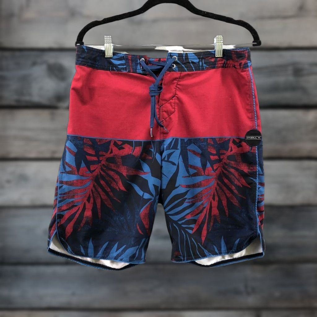 O'Neill Oneill Board Shorts Mens Size 30 Multicolor Palm Print 9" Inseam Tropical Swimwear Drawstring Pockets Size US 30 / EU 46 - 1 Thumbnail