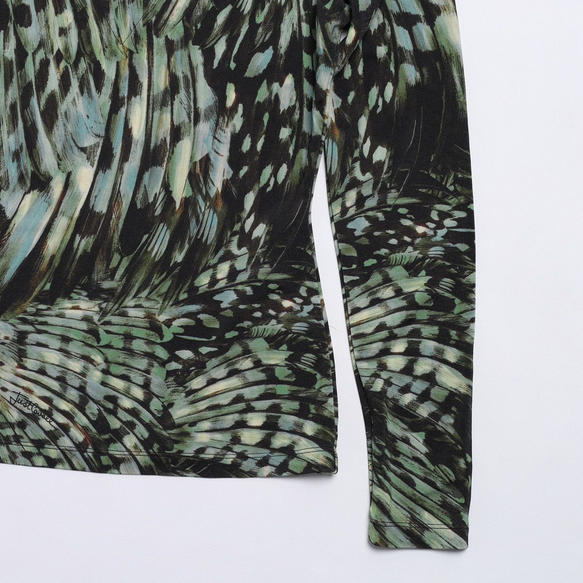 Just Cavalli Just Roberto Cavalli Feather Print Green Jungle Floral Top Size M / US 6-8 / IT 42-44 - 2 Thumbnail