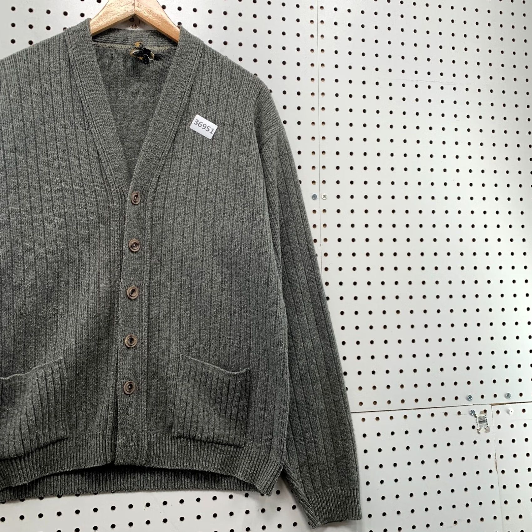 Penn VINTAGE JC Penny Cardigan Sweater Mens Large Gray Acrylic Cardigan Grandpa Size US L / EU 52-54 / 3 - 4 Thumbnail