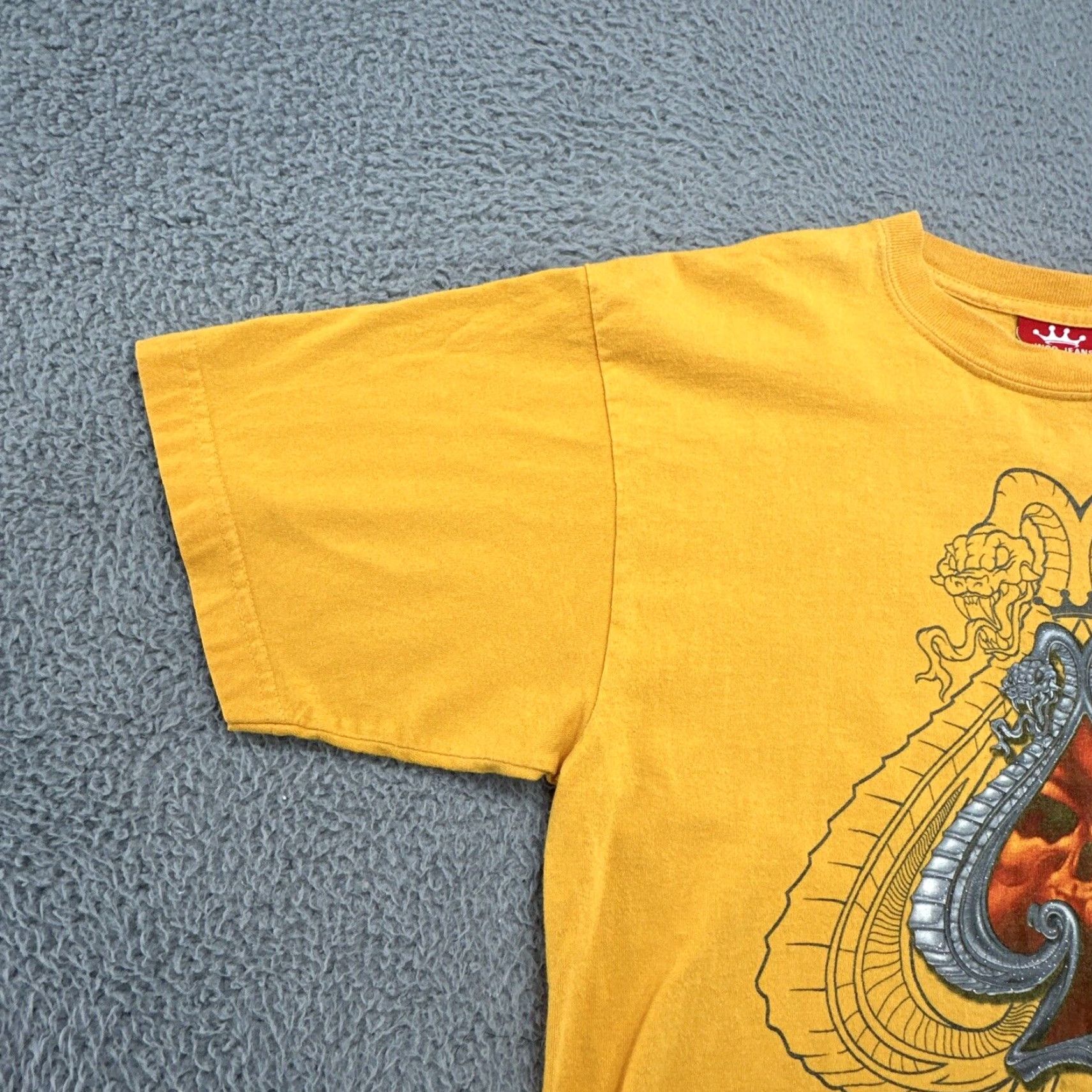 Vintage Vintage USA JNCO Shirt Men's Large Yellow Short Sleeve Spade Snakes Skull Double sided Size US 33 - 6 Thumbnail