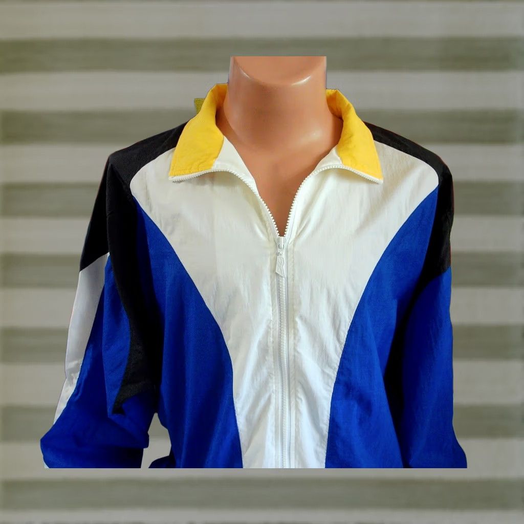 Reebok VINTAGE Reebok Track Jacket Windbreaker Full Zip Men Large Blue 90s Theme Running & Jogging Mens Size US L / EU 52-54 / 3 - 1 Thumbnail