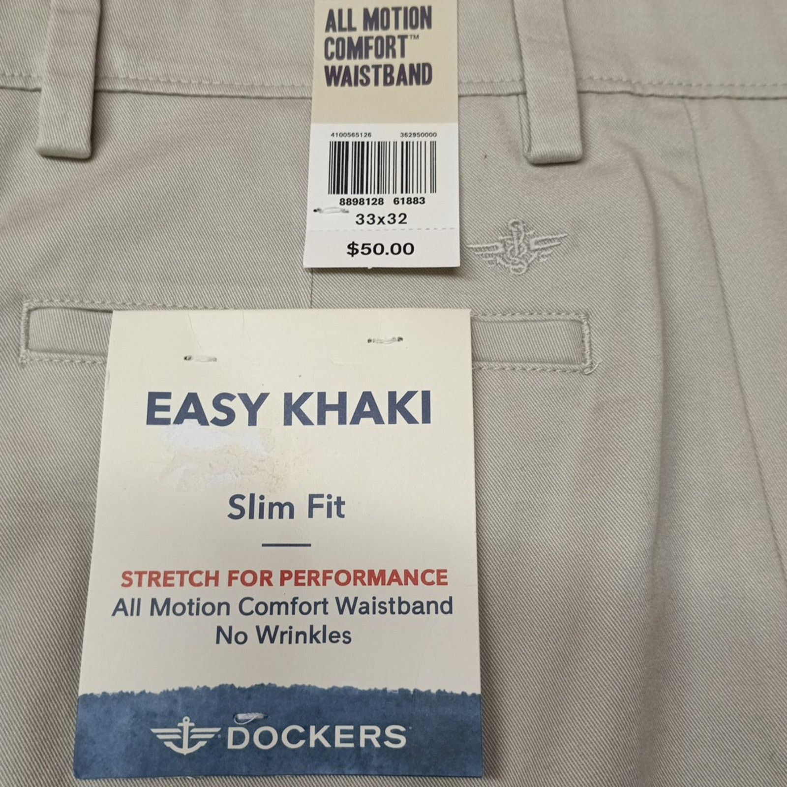 Dockers Dockers Easy Khakis Pants Men's 33x32 Beige Comfort Slim Fit Size US 33 - 2 Thumbnail