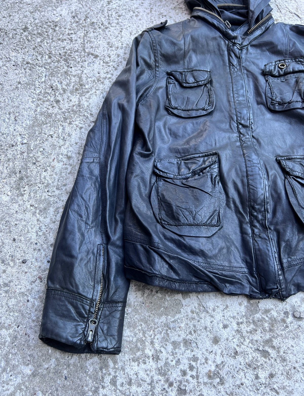 Rick Owens Japanese Brand Blue Label Real Leather Military Jacket Size M / US 6-8 / IT 42-44 - 2 Thumbnail