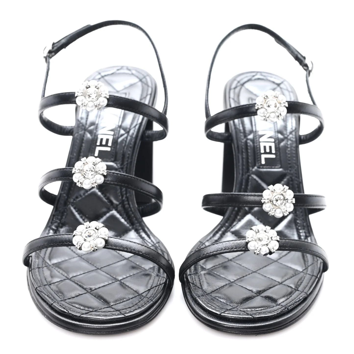 Chanel o1h1sh10526 Pearl CC Sandals in Black Size US 9.5 / IT 39.5 - 3 Thumbnail