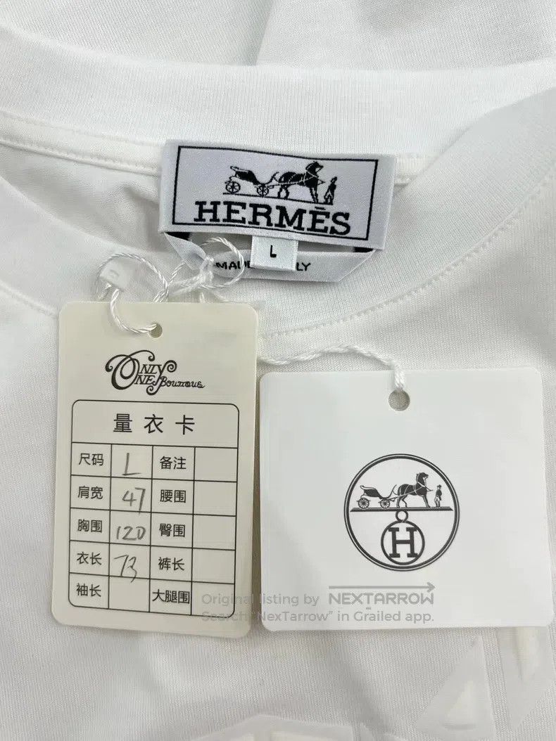 Hermes Hermes White leather-paned short-sleeve T-shirt Size US L / EU 52-54 / 3 - 4 Thumbnail