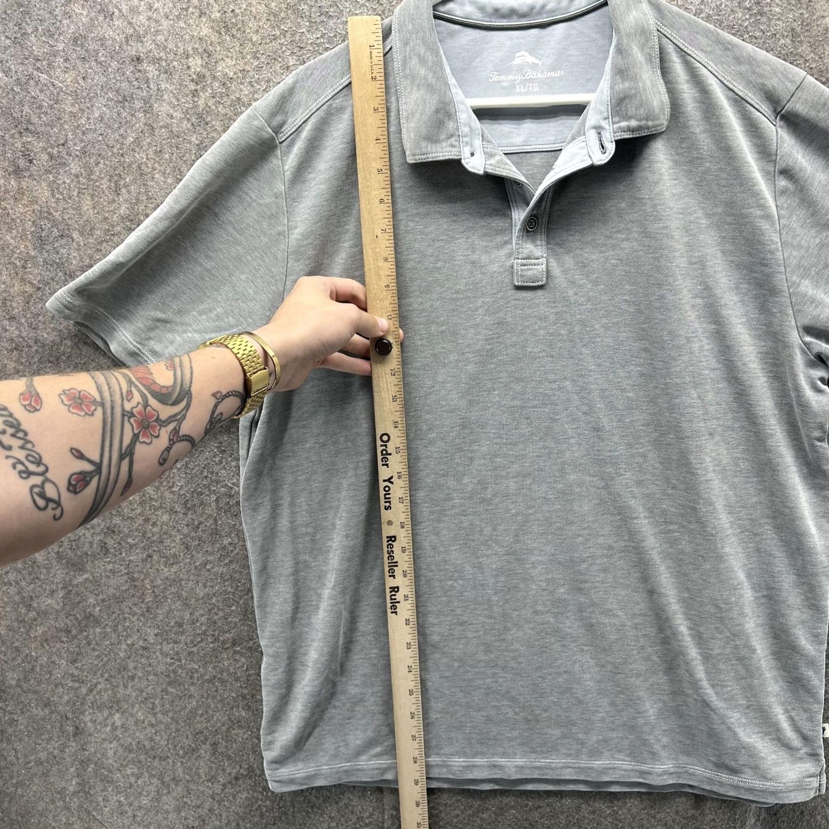 Tommy Bahama Tommy Bahama Polo Shirt Mens XL Gray Solid Knit Marlin Logo Casual Golf Shirt Size US XL / EU 56 / 4 - 5 Thumbnail