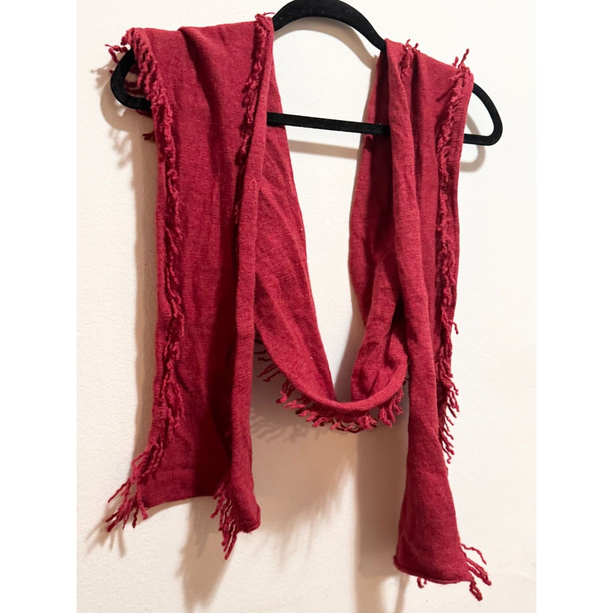 Gap GAP vintage Y2K Merino Wool Fringe Tassel Scarf Shall Red Size ONE SIZE - 1 Thumbnail