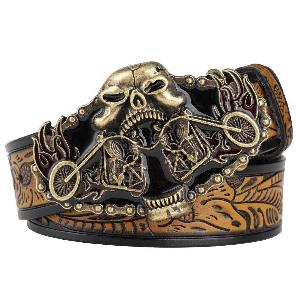 Designer Skull Retro Vintage Belt Riveted Belts Menswear Accessories Size ONE SIZE - 5 Thumbnail