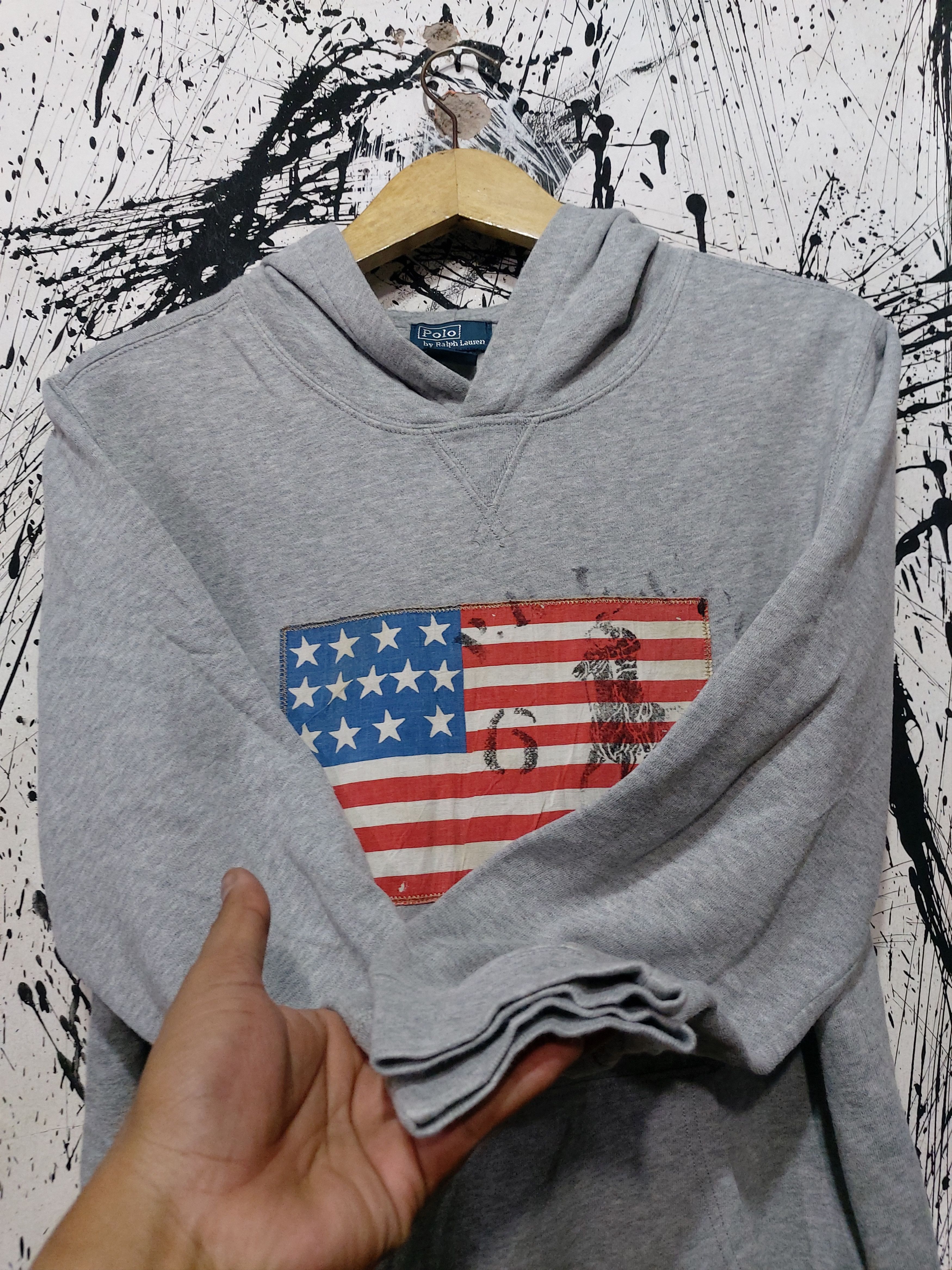 Polo Ralph Lauren VINTAGE POLO RALPH LAUREN USA FLAG LOGO HOODIE Size US L / EU 52-54 / 3 - 7 Thumbnail