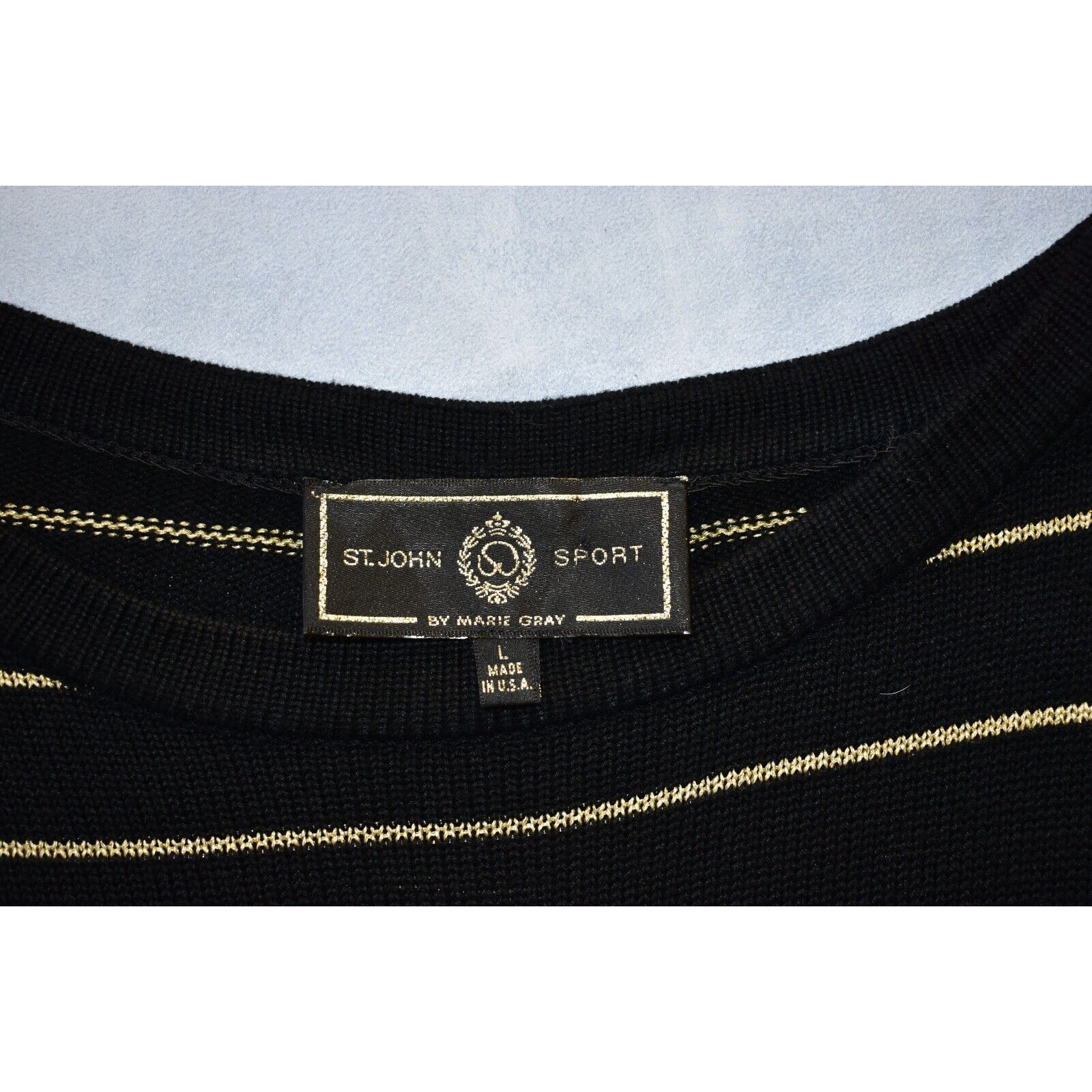 St. John ST JOHN SPORT BY MARIE GRAY Black Gold Striped Sweater Sz L Size L / US 10 / IT 46 - 5 Thumbnail