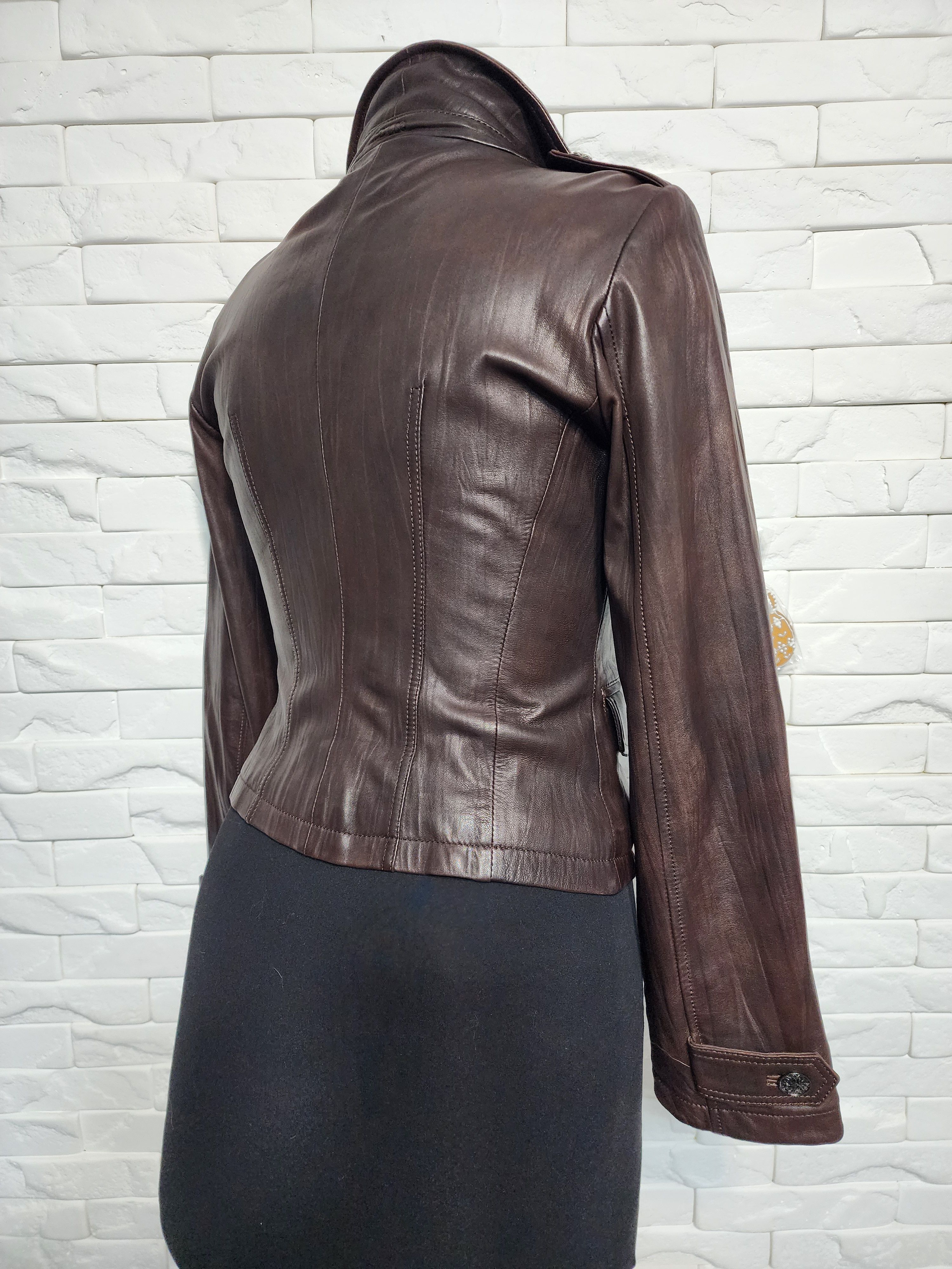 Genuine Leather Brown Leather Jacket: Women's Genuine Leather Blazer. Size S / US 4 / IT 40 - 5 Thumbnail