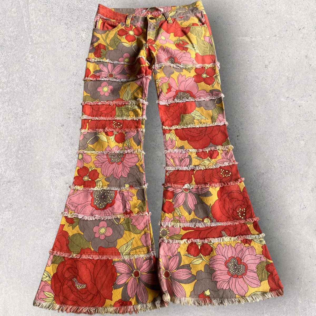 Comme des Garcons SS02 Floral Hagi Flare Jeans Size 30" / US 8 / IT 44 - 2 Thumbnail