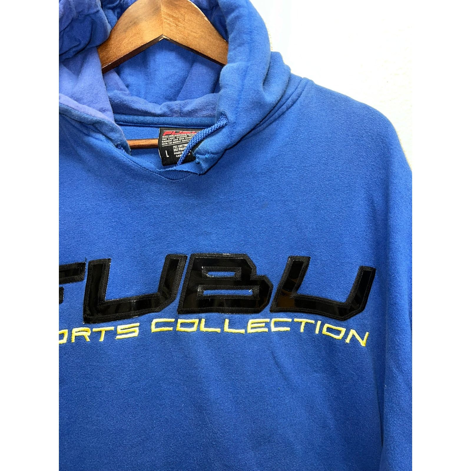 Vintage Fubu Sports Collection Hoodie Blue Pullover Cut Neck Y2K L Size US L / EU 52-54 / 3 - 3 Thumbnail