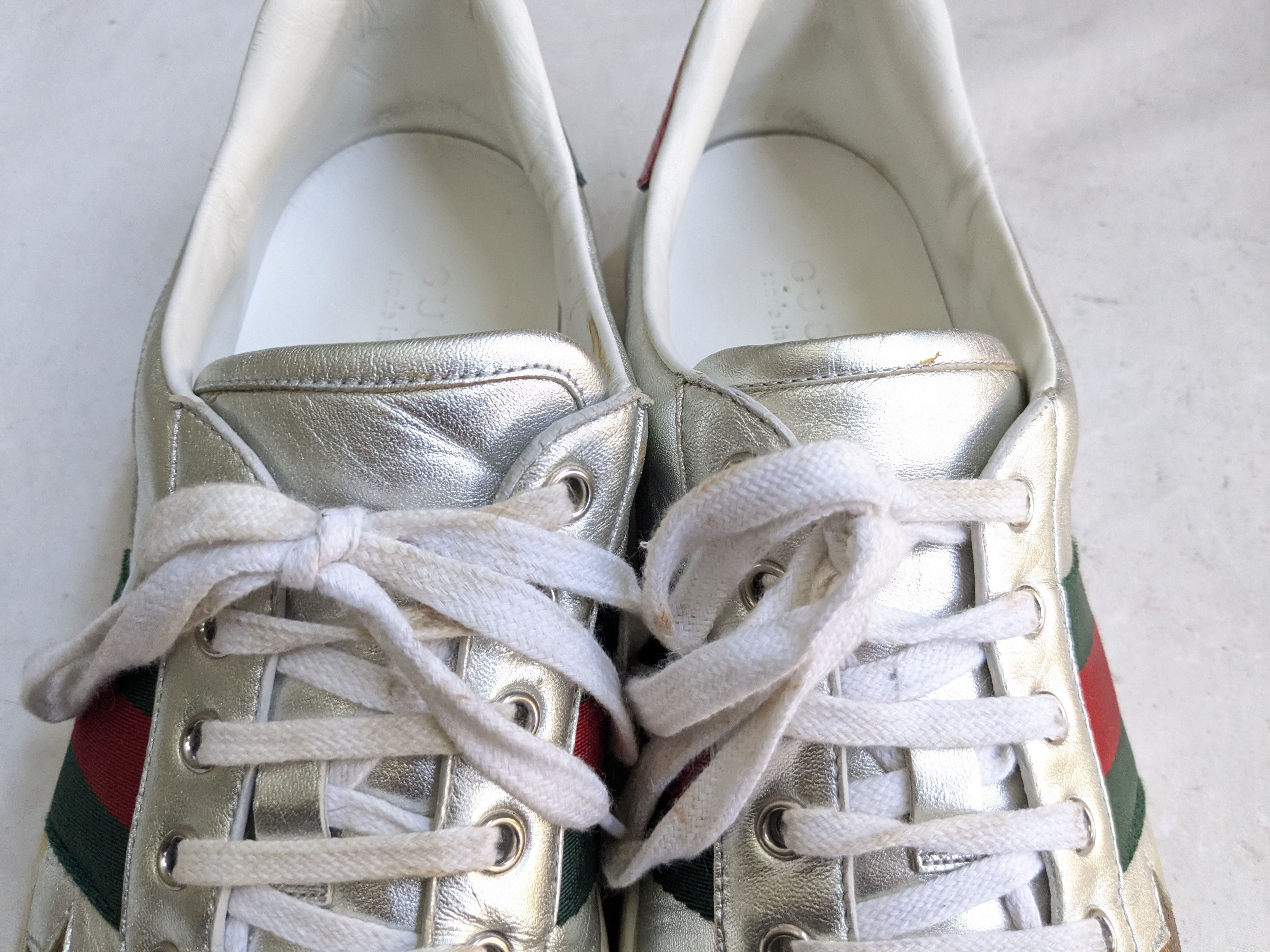 Gucci Gucci Ace Sneakers Silver 11.5 Leather Stars Size US 11.5 / EU 44-45 - 5 Thumbnail