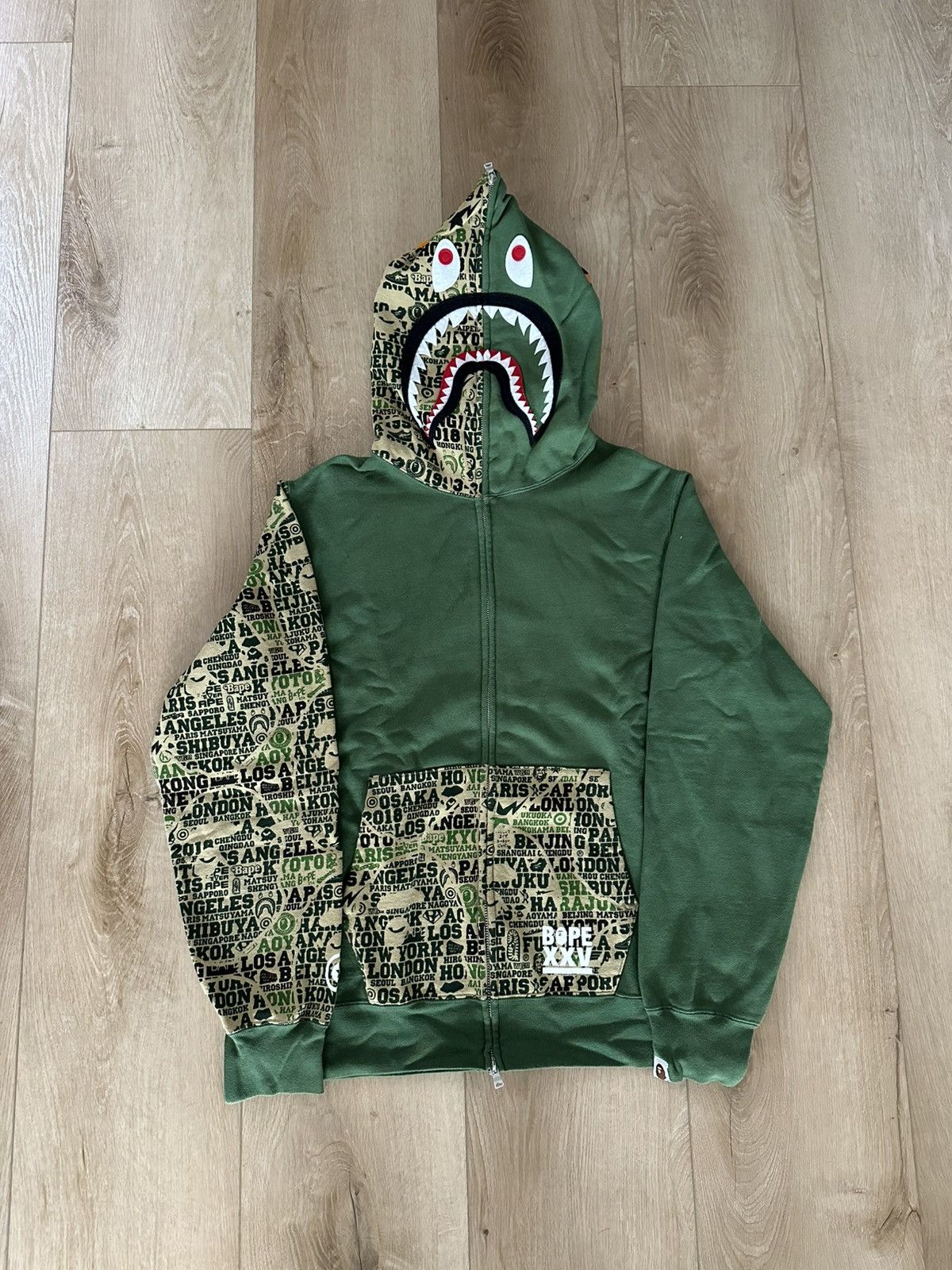 Bape Bape 25th Anniversary City Camo Full Zip Shark Hoodie. Size US XL / EU 56 / 4 - 1 Thumbnail
