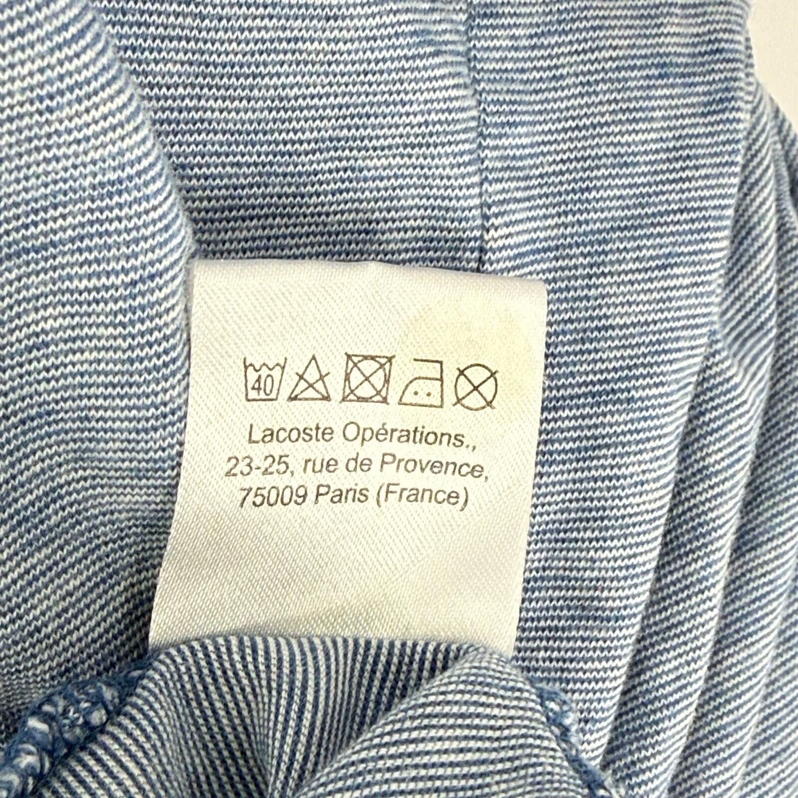 Lacoste Lacoste Blue Striped Regular Supima Cotton TShirt Mens XL Size US XL / EU 56 / 4 - 5 Thumbnail