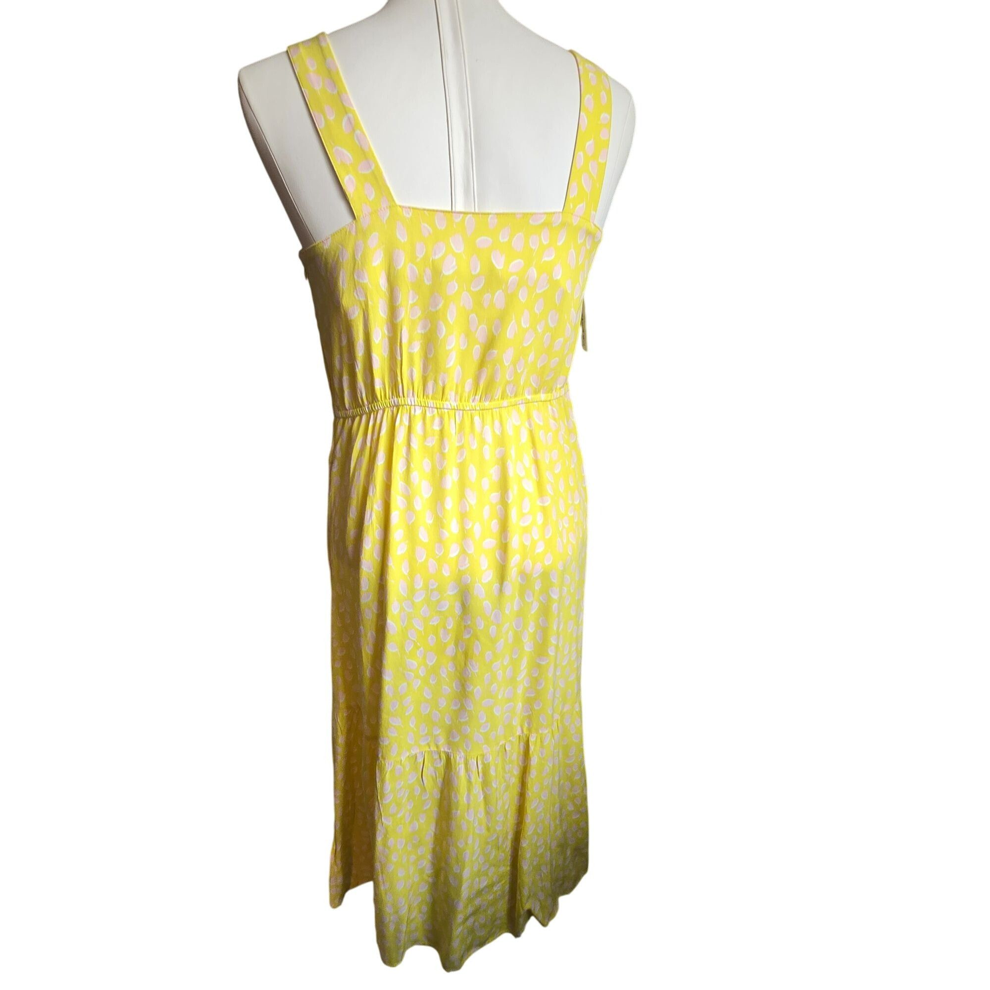 Other Yellow Sleeveless Maxi Dress With Pink Leaf Print & Elastic Size M / US 6-8 / IT 42-44 - 5 Thumbnail