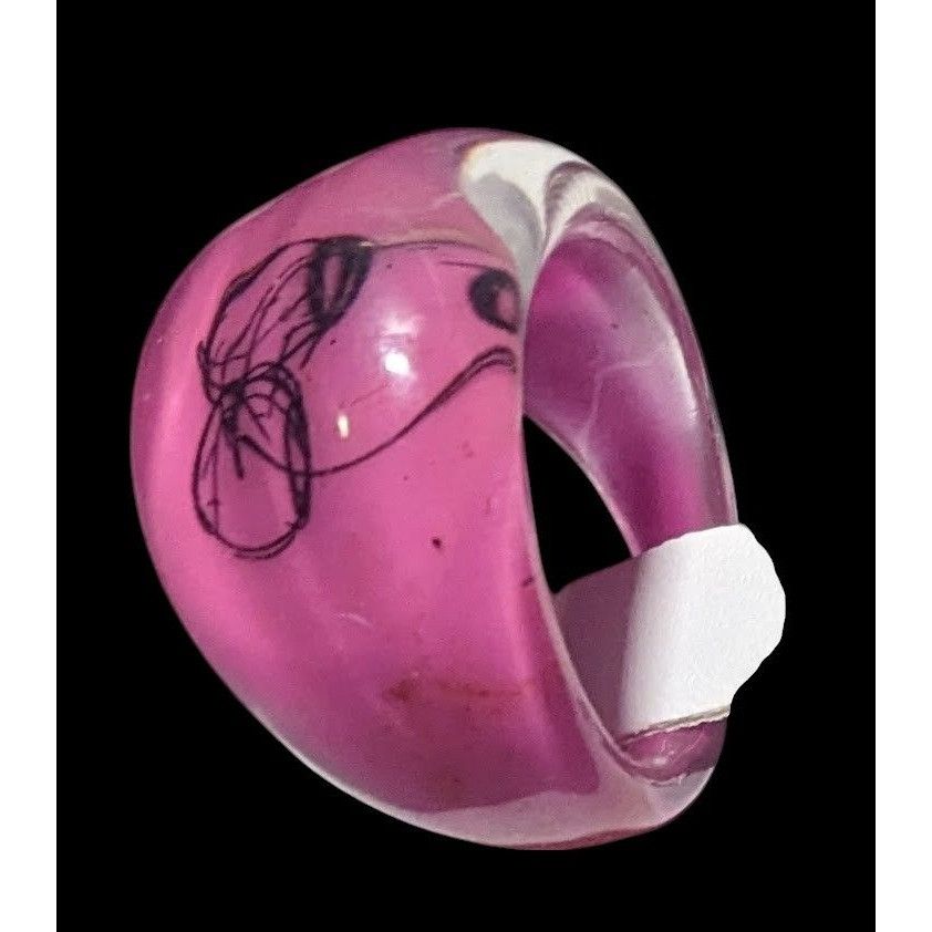 Other Chunky Pink And Black Bubblegum Abstract Ring Size 6 1/4 Size ONE SIZE - 6 Thumbnail