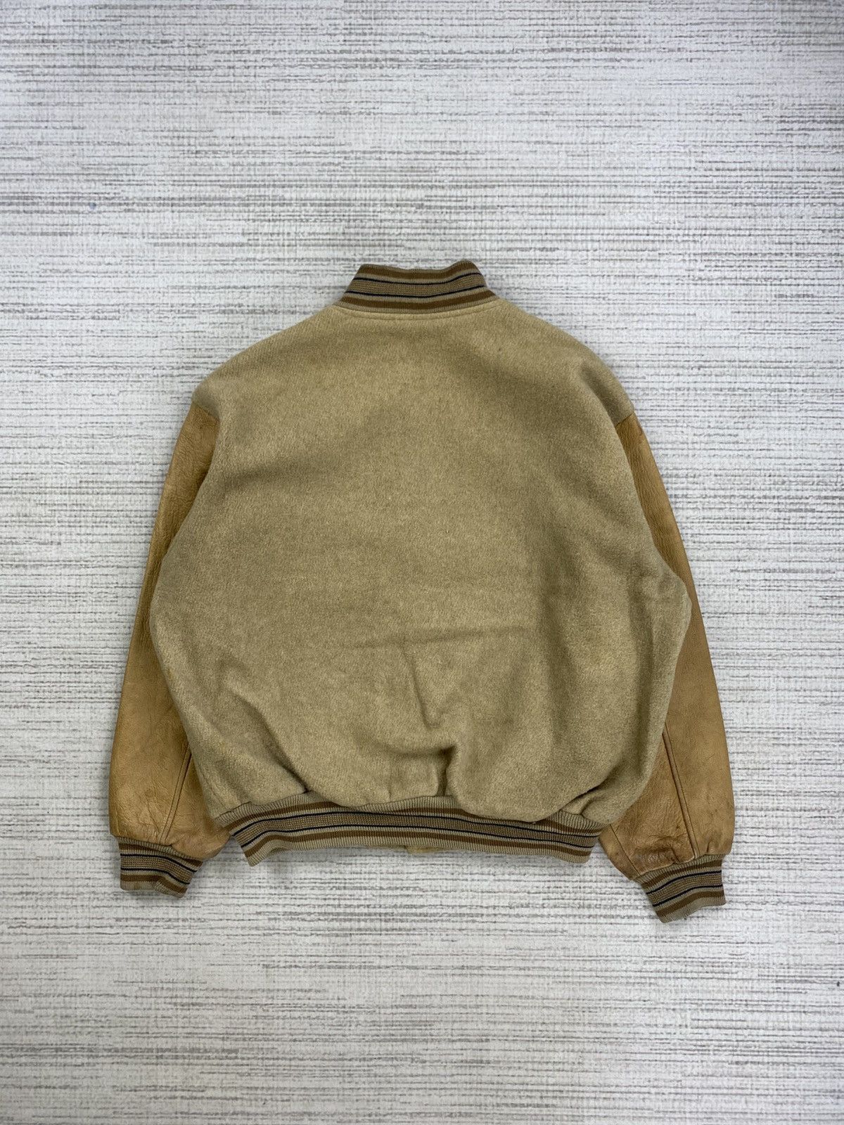Japanese Brand × Vintage Vintage Ba-Tsu Co. league Leather Sleeve Varsity Jacket Size US L / EU 52-54 / 3 - 2 Thumbnail