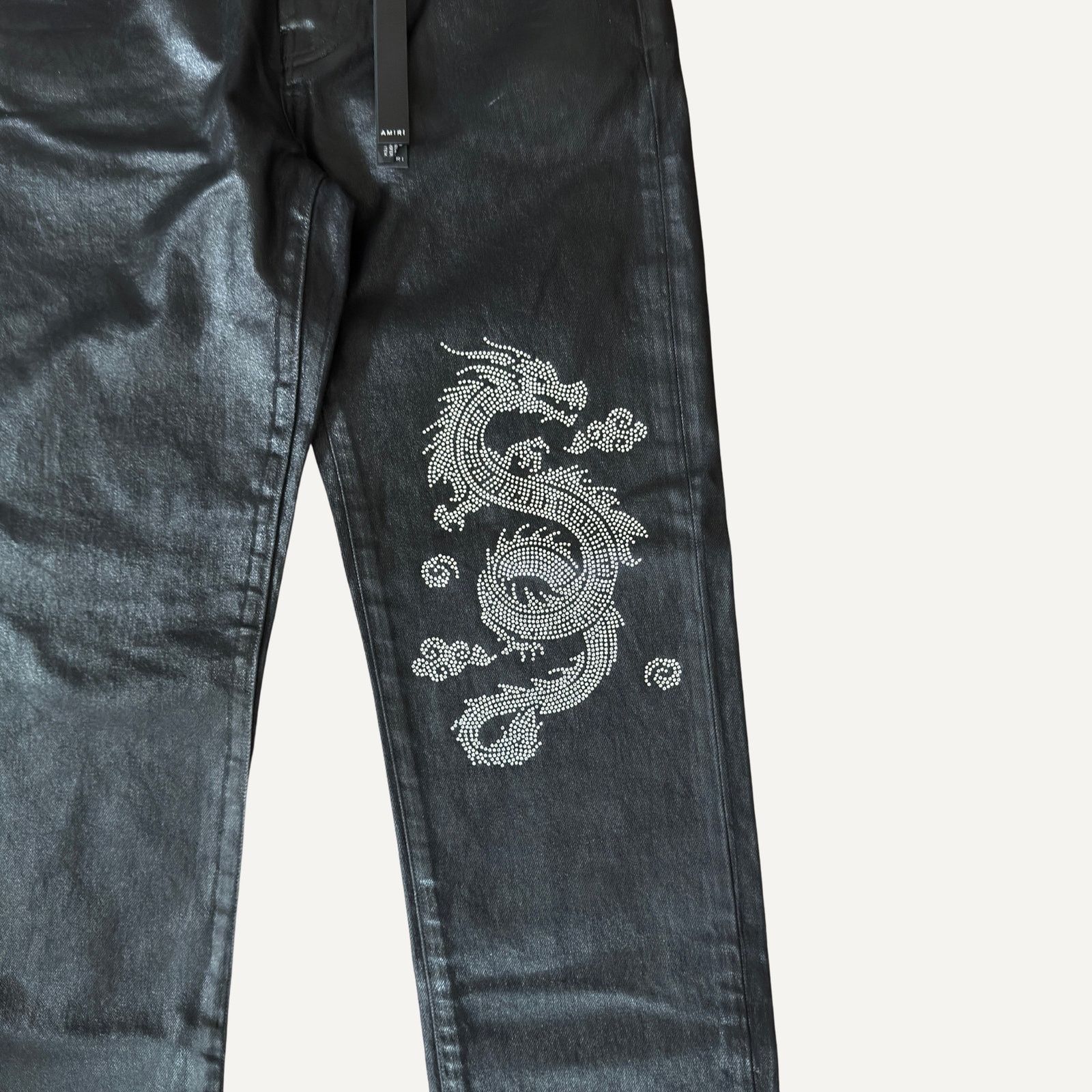Amiri 29 x 32 - Amiri Waxed MA Quad Printed Interior Skinny Jeans Size US 29 - 5 Thumbnail