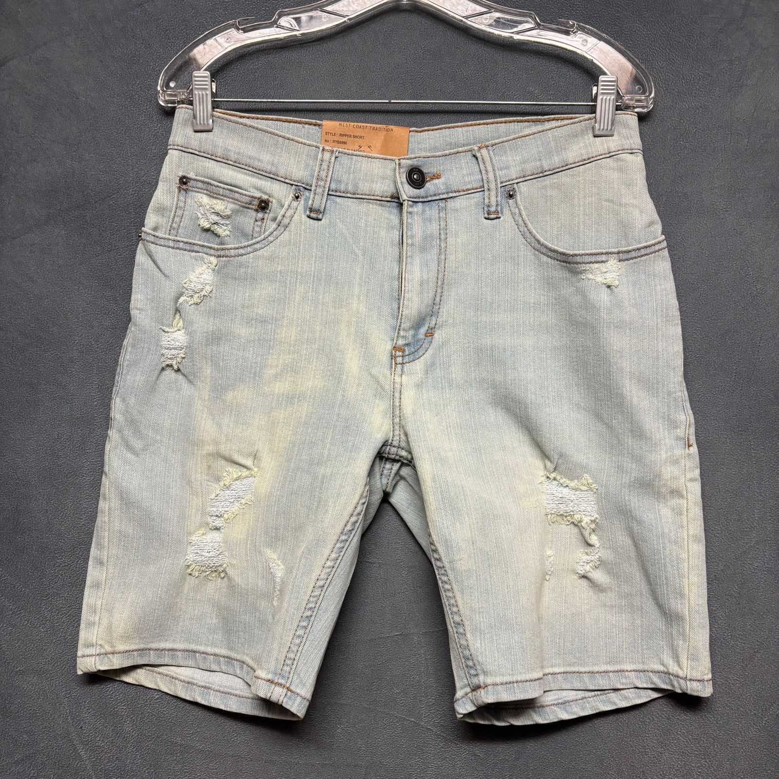 Ring Of Fire Ring Of Fire Distress Ripper Jorts Denim Shorts Blue Bleach Size US 30 / EU 46 - 1 Thumbnail