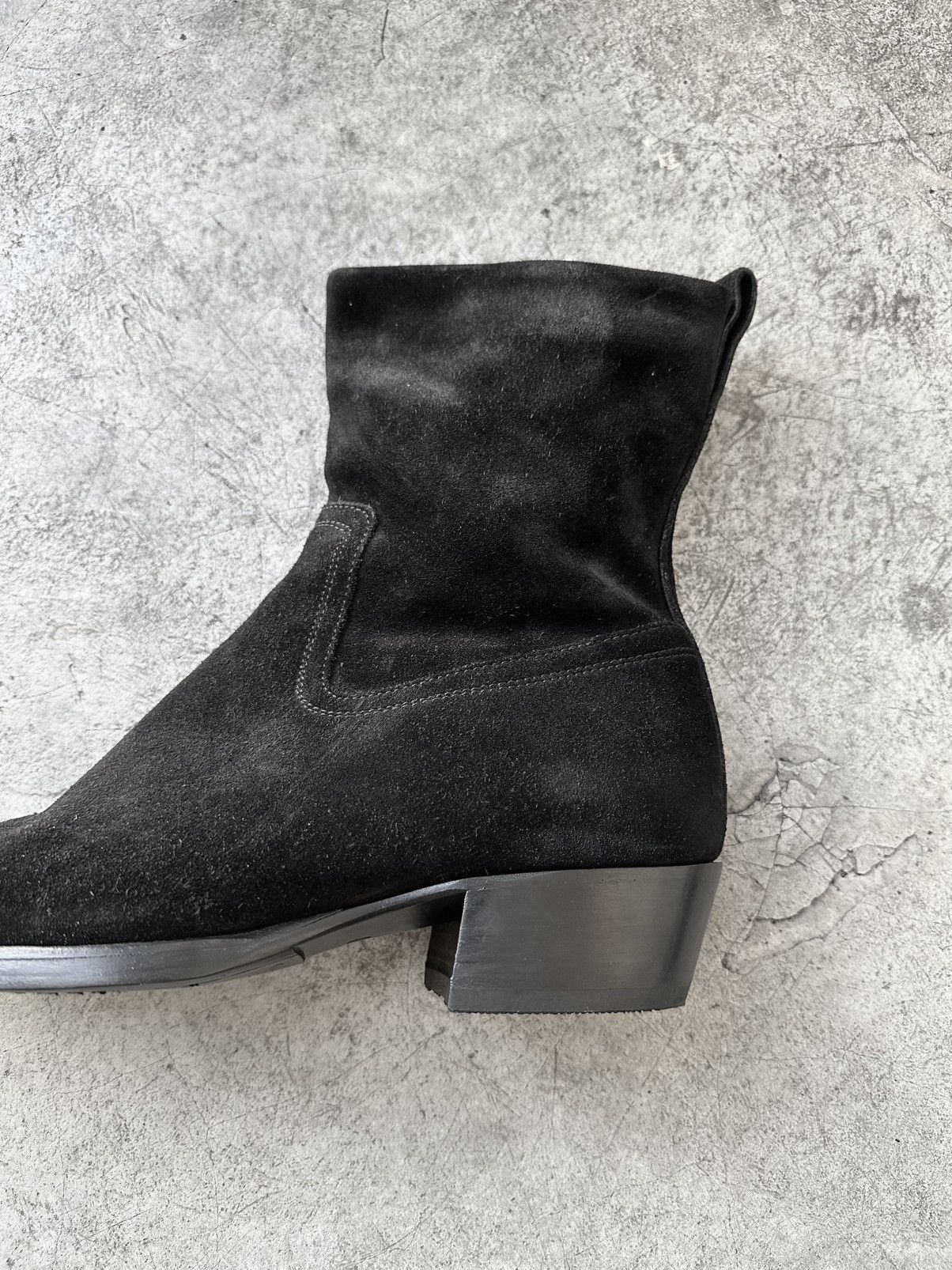 Dior AW05 Dior Homme Black Suede Side Zip Western Boots Size US 11 / EU 44 - 8 Thumbnail