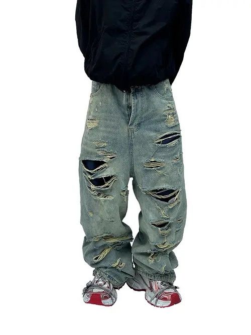 Japanese Brand Washed Double Layer Hand Worn Jeans Size US 33 - 1 Thumbnail
