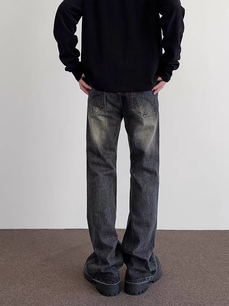 Japanese Brand × Jean High Street Aged Gray Black Straight Leg Micro Flare Jeans Size US 34 / EU 50 - 4 Thumbnail
