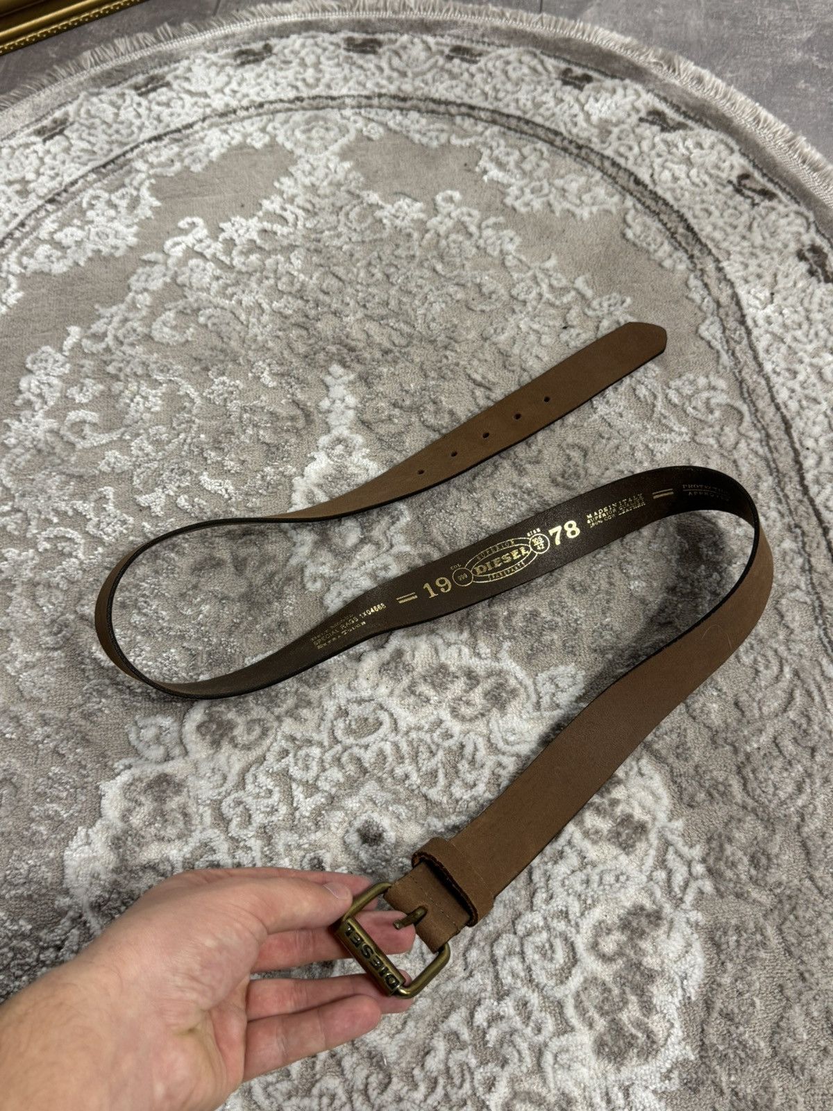 Diesel Vintage Diesel Leather Browm Y2K metal logo Belt Size ONE SIZE - 2 Thumbnail