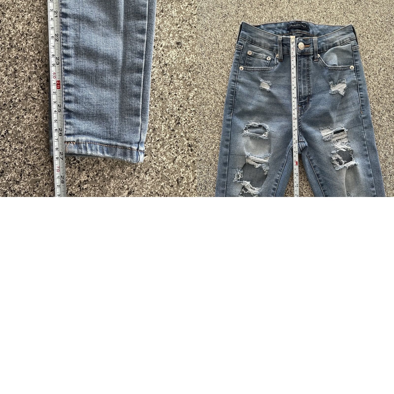 Vintage Aéropostale Jeans Womens 6 Reg 24x27 High Rise Jegging Distressed Blue Pants Jeans Women XS? Size 42" / US 20 - 8 Thumbnail