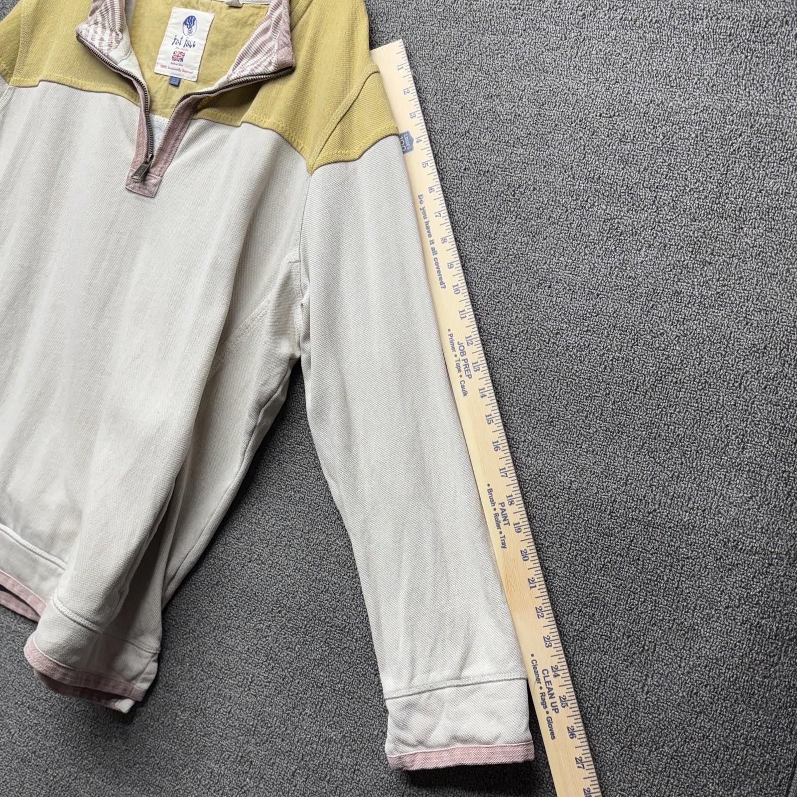FatFace Fat Face Airlie Men's 1/4 Zip Pullover Ivory Mustard Pink 16 Size US L / EU 52-54 / 3 - 7 Thumbnail