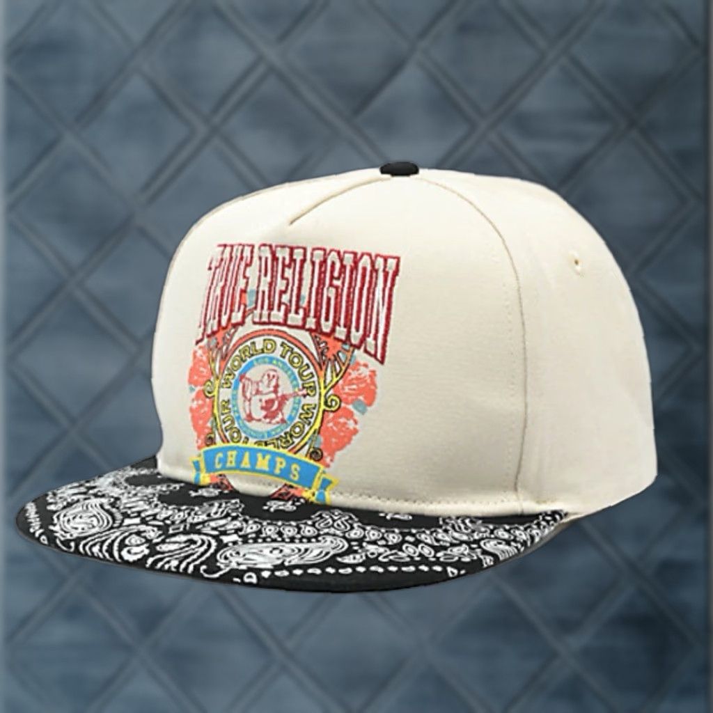 True Religion True Religion Hat Cap Snap Back Mens Tan Ivory Paisley Classic Adjustable Breathable One Size Cap Size ONE SIZE - 1 Thumbnail