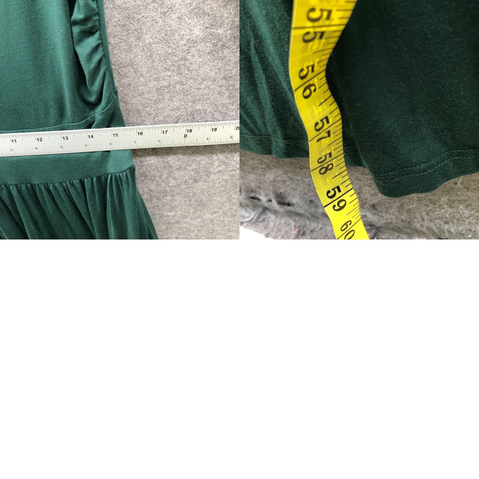 Vintage Zesica Dress Womens L Forest Green Jersey Knit Maxi A-Line Long Sleeve Pullover Crew Neck Pockets Ruffle Holiday Casual Winter Spring Fall Size L / US 10 / IT 46 - 8 Thumbnail
