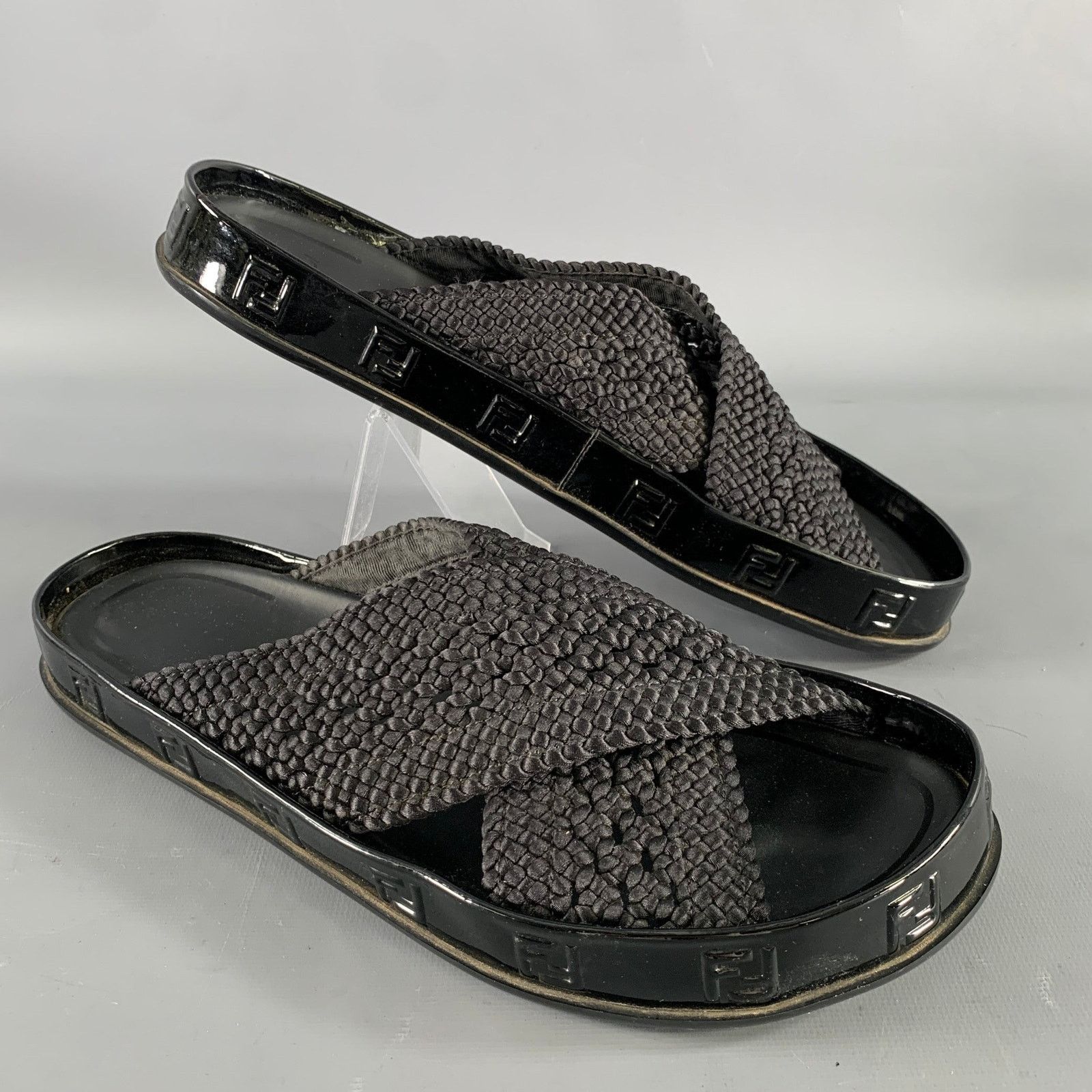 Hermes HERMES Size 11 Black Leather Slide Sandals Size US 11 / EU 44 - 1 Thumbnail