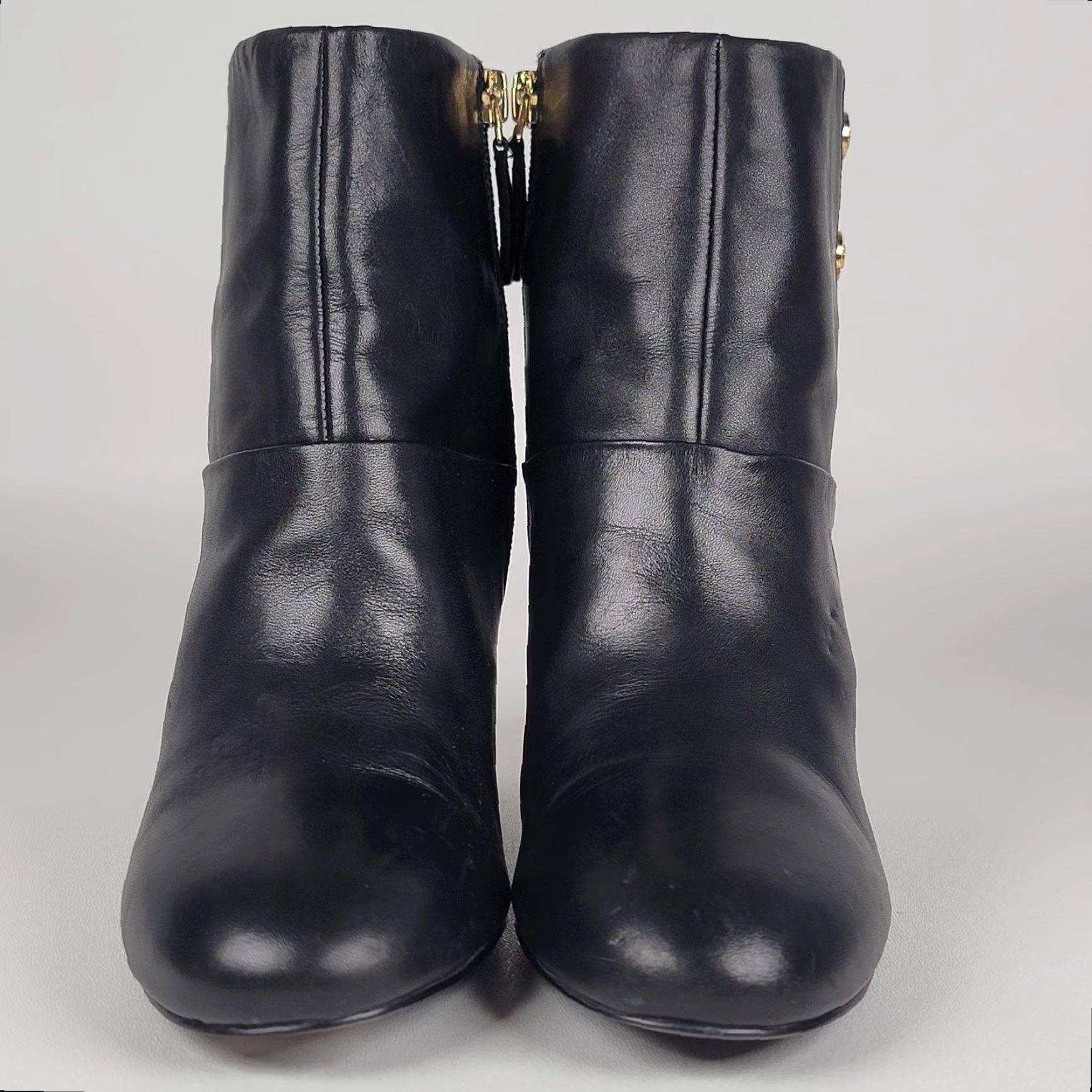 Nine West Nine West Boots Kirtley Block Heel Ankle Black Leather 7.5 M Womens Shoes Size US 6 / IT 36 - 2 Thumbnail