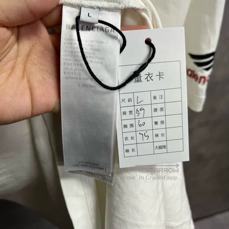 Balenciaga Balenciaga White Logo Embroidered Round Neck Short Sleeve Size US L / EU 52-54 / 3 - 3 Thumbnail