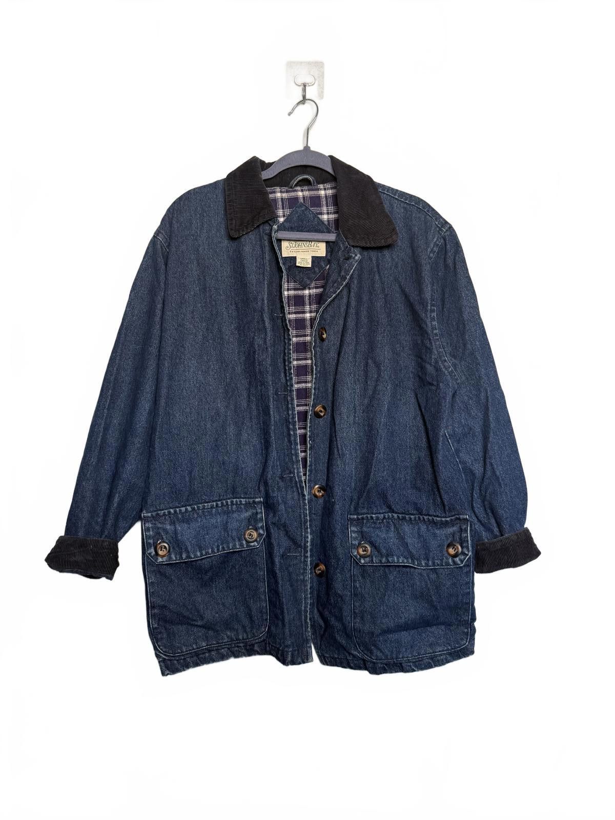 St. Johns Bay Denim Hunter Coat with Corduroy Collar and Plaid Lining Size S / US 4 / IT 40 - 2 Thumbnail