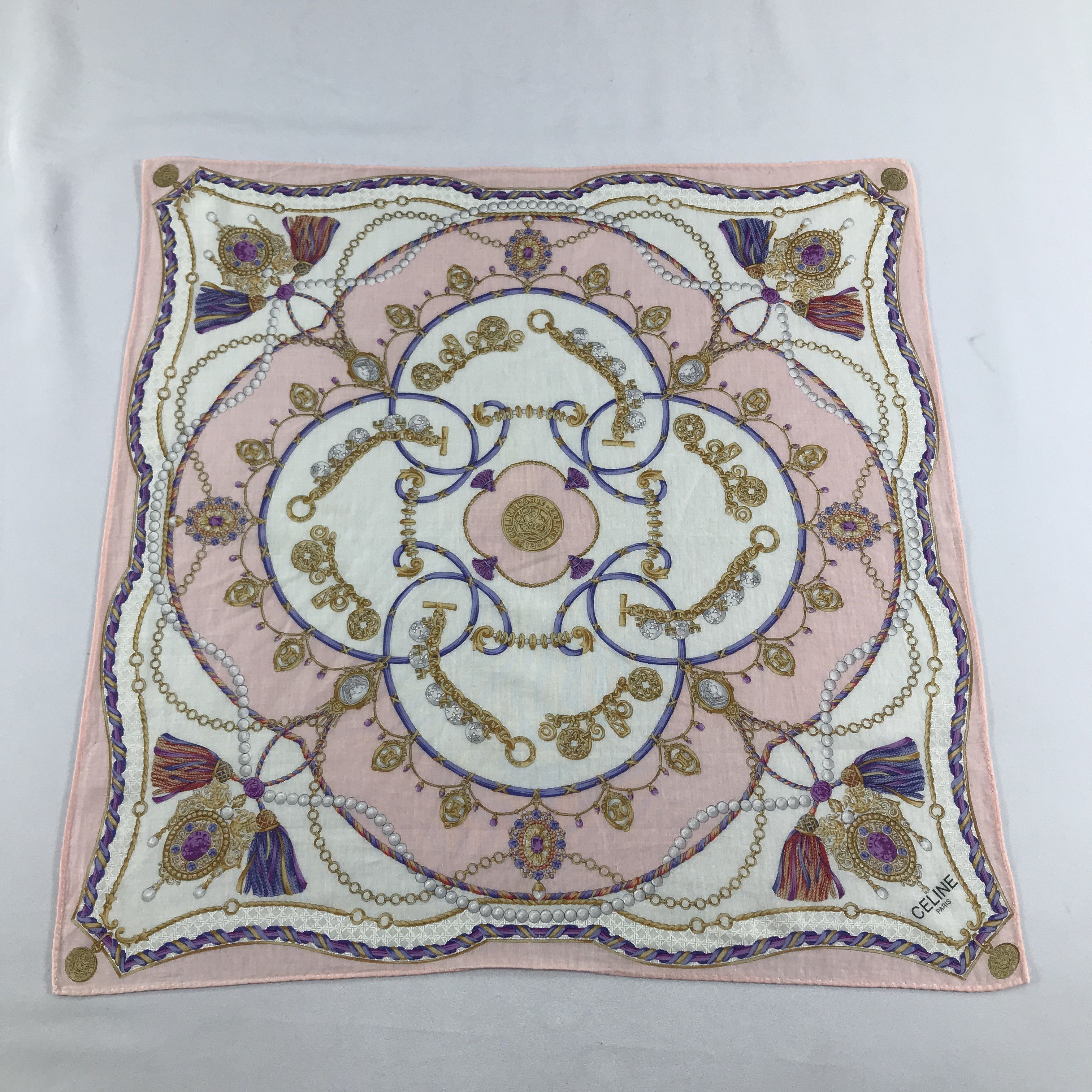 Celine Celine Luxury Chains Handkerchief Neckerchief Bandana H748 Size ONE SIZE - 2 Thumbnail
