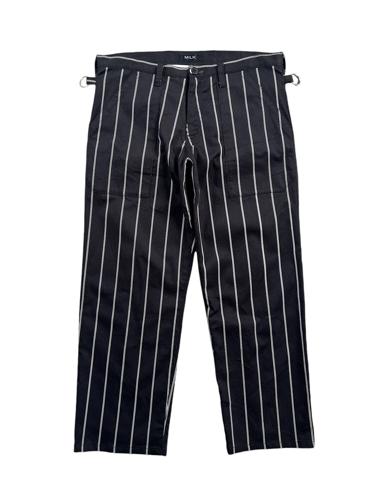 20471120 MILK 🇯🇵 Stripes Zipper Bondage Cropped Pants Size US 30 / EU 46 - 2 Thumbnail