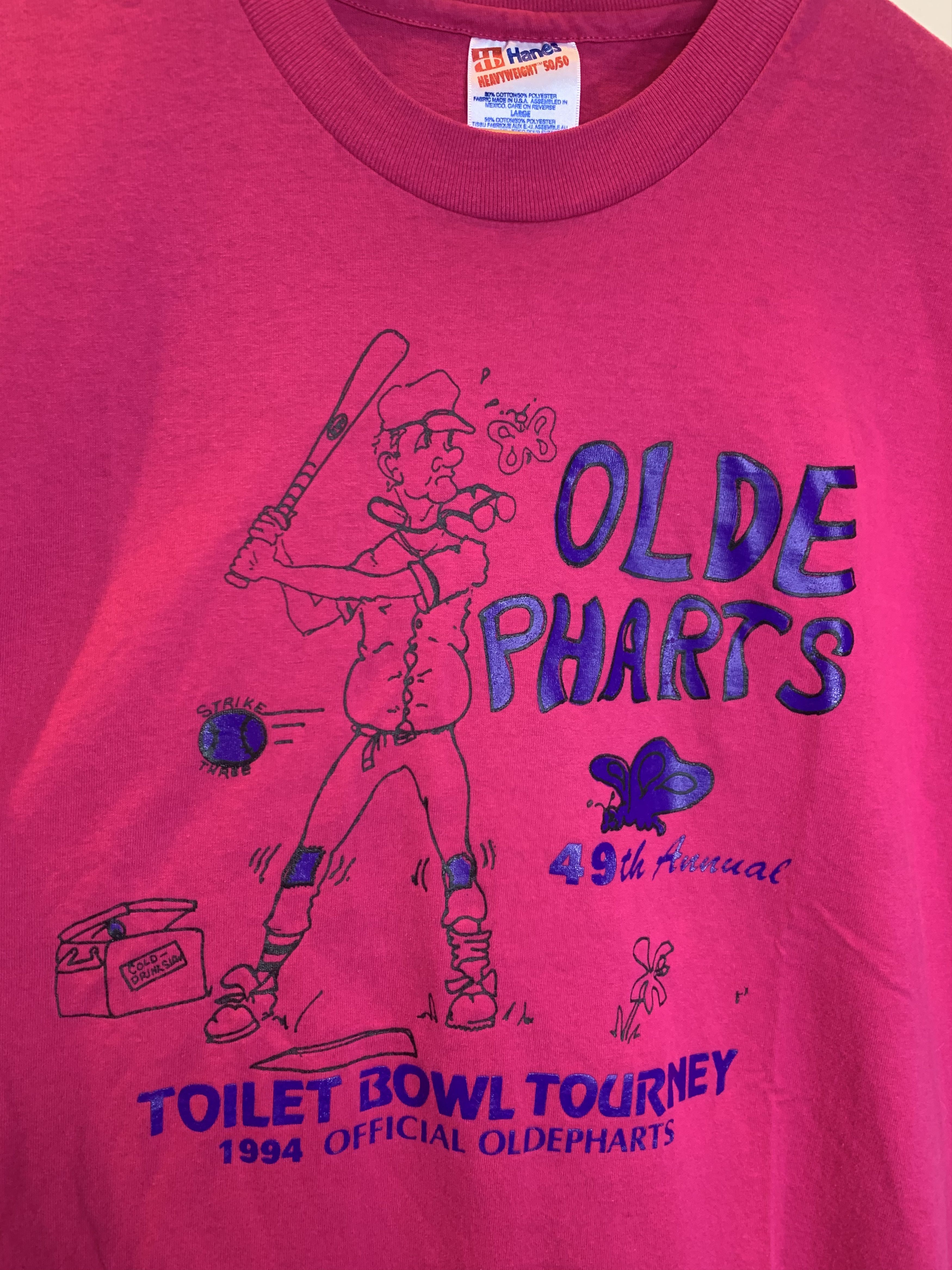 Vintage RARE Vintage 90’s Olde Pharts Toilet Bowl Baseball Art Shirt Size US L / EU 52-54 / 3 - 2 Thumbnail