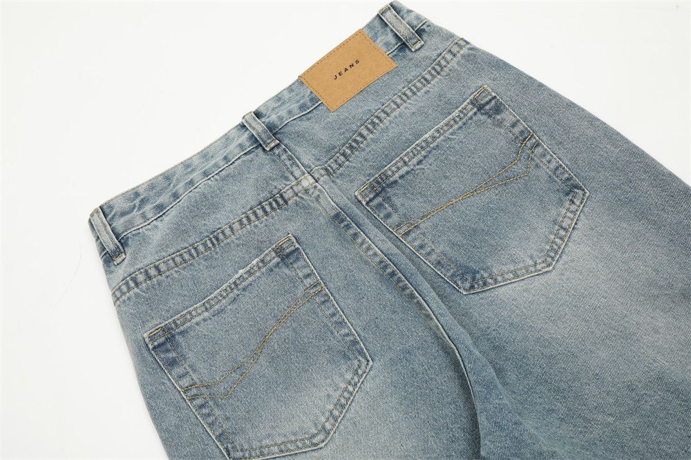 Japanese Brand × Jean Casual distressed wide-leg straight jeans Size US 33 - 5 Thumbnail