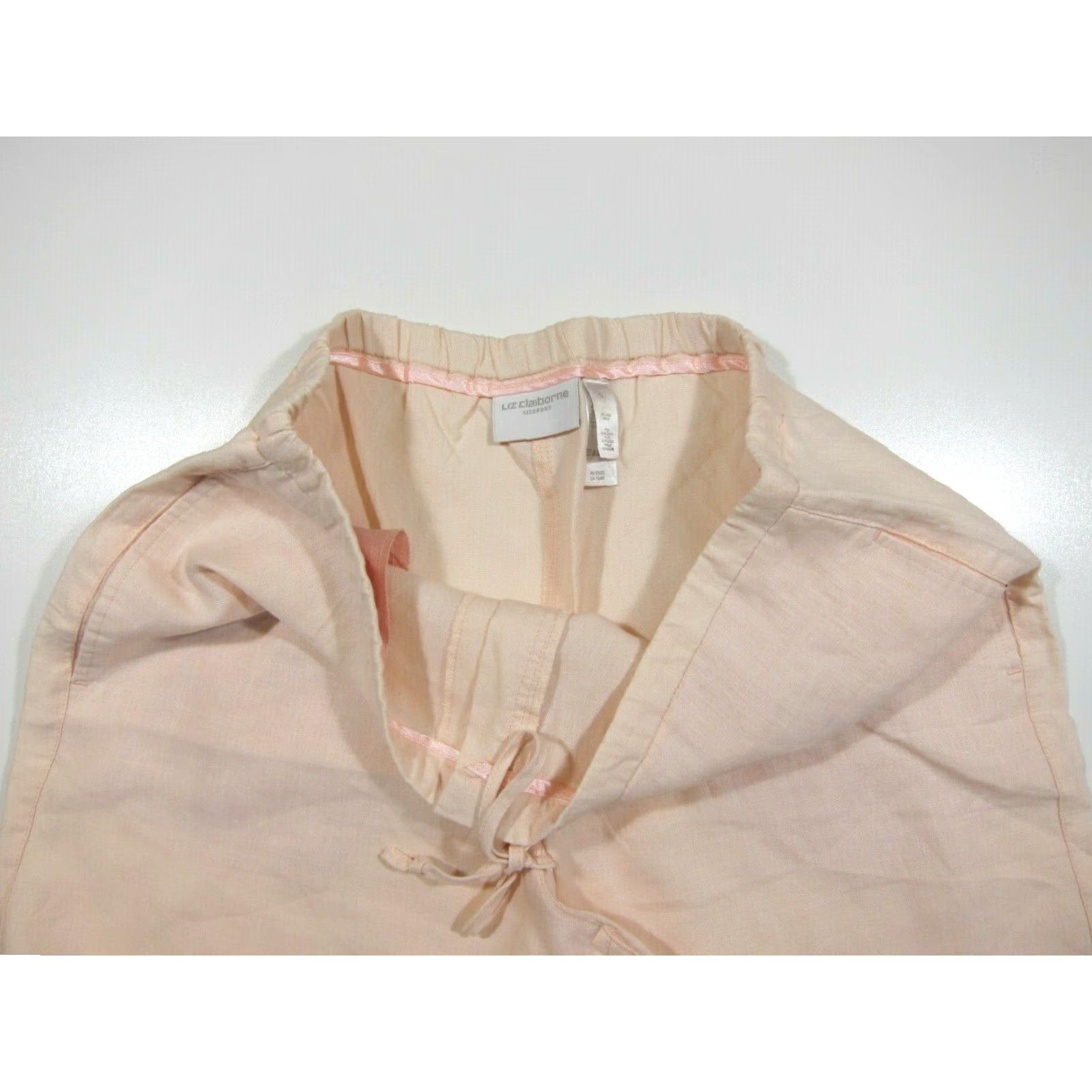 Liz Claiborne Liz Claiborne Sport 100% Linen Soft Pink Wide Leg Casual Pant With Pockets 12/L Size 34" / US 12 / IT 48 - 6 Thumbnail