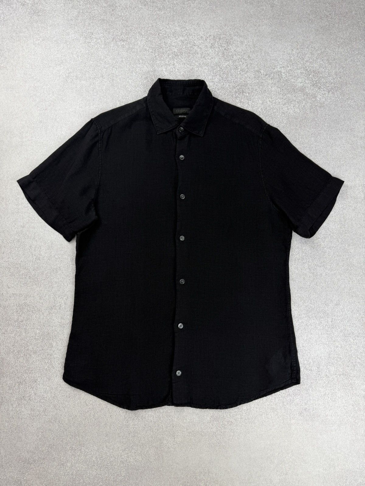 Z Zegna Z Zegna Black Linen Short Sleeve Shirt Size S Size US S / EU 44-46 / 1 - 1 Thumbnail